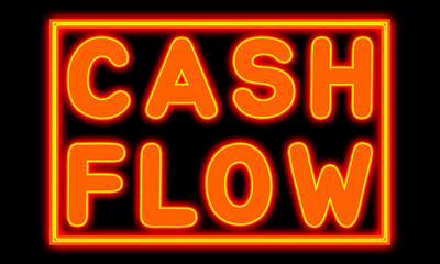 Cash Flow - glowing text on black background