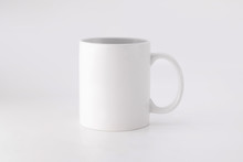 Ceramic Mug On White Background. Blank Drink Cup For Your Design.