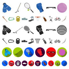 Wall Mural - Different kinds of sports cartoon icons in set collection for design. Sport equipment vector symbol stock web illustration.