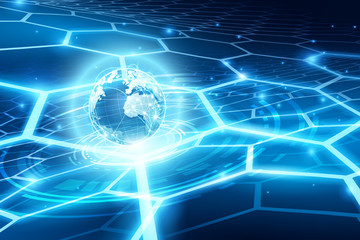 Fototapete - Abstract of world network, internet and global connection concept