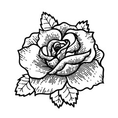 Wall Mural - Tattoo Rose flower. Vector illustration art Isolated vector