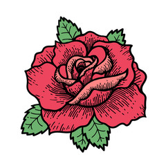 Canvas Print - Tattoo Rose flower. Vector illustration art Isolated vector