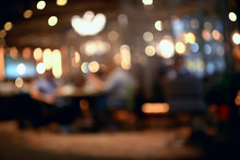 Blurred Background In Restaurant Interior / Serving And Details In Blurred Bokeh Background, Concept Catering, Restaurant Modern