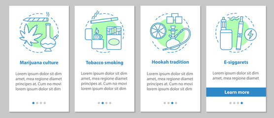 Smoking onboarding mobile app page screen with linear concepts
