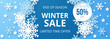 Winter sale banner. Origami snowfall. Vector Illustration.