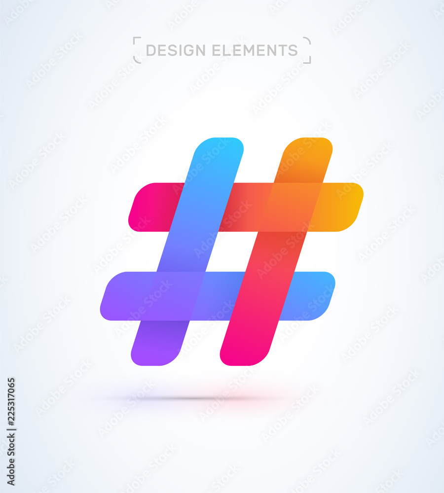 Hash tag simple origami paper icon. Logo material design Stock Vector ...