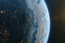 Ultra Realistic Earth From Space 3d Illustration