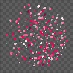 Heart confetti beautifully fall on the background