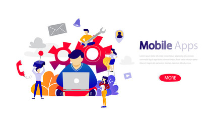 Mobile apps banner template for web page