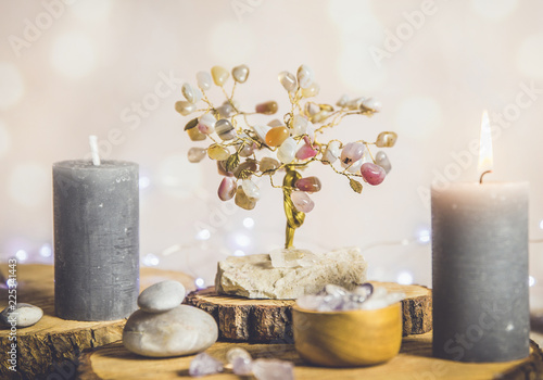 Fotomural Feng shui gem tree, also called feng shui crystal tree, are a popular cure in the traditional feng shui school applications