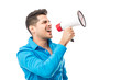 © AntonioDiaz - Bossy Man Shouting Into Megaphone Against White Background