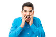 © AntonioDiaz - Astonished Man With Mouth Wide Open Over White Background