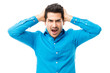 © AntonioDiaz - Man With Hands On Head Screaming Over White Background