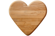 Light Brown Heart Made Of Wooden Planks Isolated On White