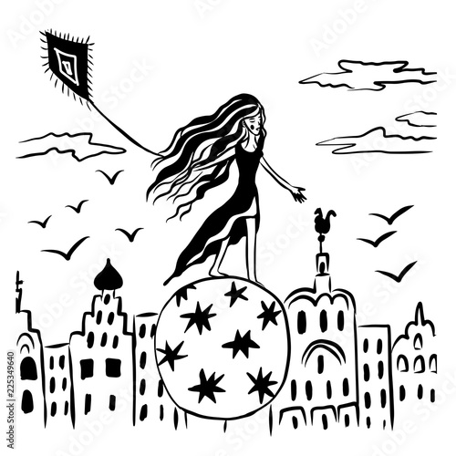 Get Picture Comic Cartoon Drawing Girl Tightrope Walker Balancing On For iPhone Get Wallpaper Picture Comic Cartoon Drawing Girl Tightrope Walker Balancing On For iPhone Free