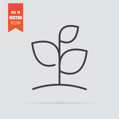 Canvas Print - Sprout icon in flat style isolated on grey background.