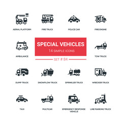 Wall Mural - Special vehicles - flat design style icons set