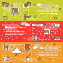 Canvas Print - vector thin line art it web banner template set