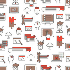 Canvas Print - vector thin line art it seamless pattern