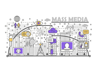 Canvas Print - vector thin line mass media poster banner template