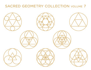 sacred geometry vector collection - golden isolated on white