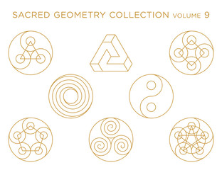 sacred geometry vector collection - golden isolated on white
