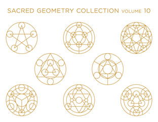 sacred geometry vector collection - golden isolated on white