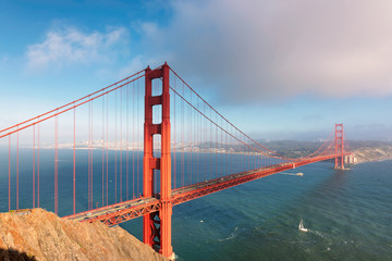 Wall Mural - Golden Gate Bridge at sunset, San Francisco, California.