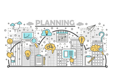 Poster - vector thin line planning poster banner template