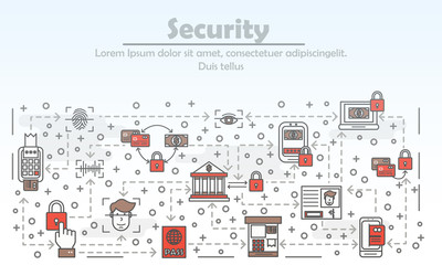 Canvas Print - vector thin line security poster banner template