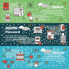 Canvas Print - vector thin line security web banner template set
