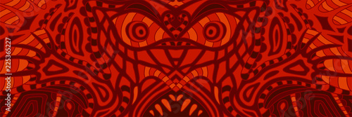 Fotomural Terrible red pattern with ugly demons face