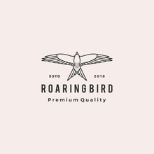 Roaring Bird Logo Retro Hipster Vintage Vector Icon Illustration