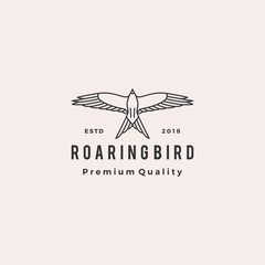Wall Mural - roaring bird logo retro hipster vintage vector icon illustration