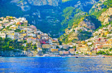 Fototapeta  - View of Positano village along Amalfi Coast in Italy in summer.