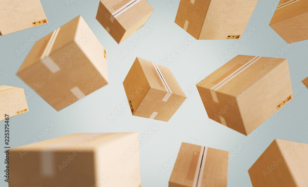 Cardboard boxes, illustration - obrazy, fototapety, plakaty 