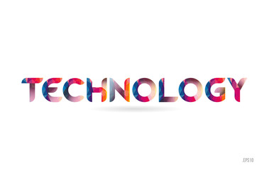 technology colored rainbow word text suitable for logo design