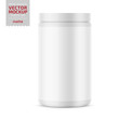 White matte plastic jar with lid for powder.