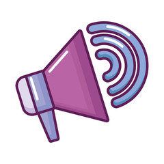 Sticker - megaphone sound isolated icon