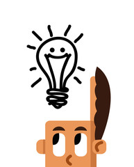 Wall Mural - head person open mind with bulb