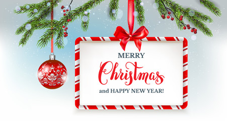 Wall Mural - winter holiday banner and ball