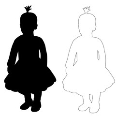 Wall Mural - silhouette of baby little girl in dress