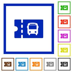 Poster - Public transport discount coupon flat framed icons