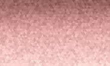 Dusky Pink Low Poly Triangle Pattern Vector Background. Pink Metallic Gradient Geometric Faceted Texture.