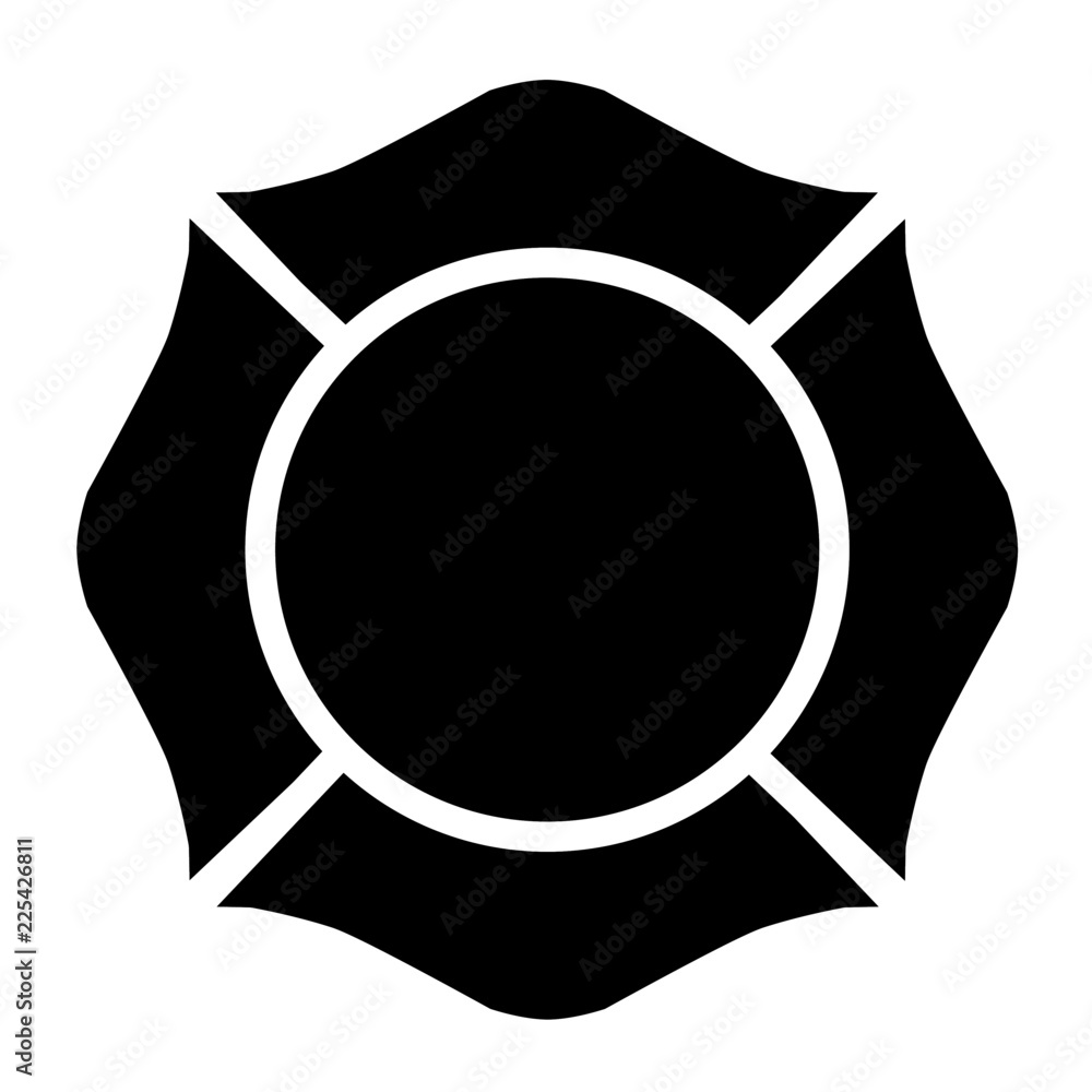 Firefighter Emblem St Florian Maltese Cross Black and White - obrazy, fototapety, plakaty 