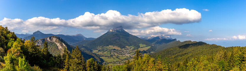 Wall Mural - Mountain range near Grenoble in the French alps. A large cloud is covering the top of the main moutain.