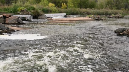 Canvas Print - Water diversion dam on the South Platte River in northern Colorado below Denver, early fall