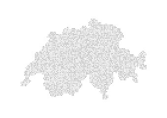 Wall Mural - abstract map of the switzerland created from dots pixels art style. technology and communication net