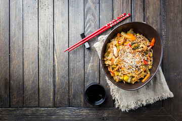 Wall Mural - Plate of stir fry noodles