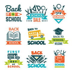 Wall Mural - school labels set. back to school theme. education design illustration badge vector